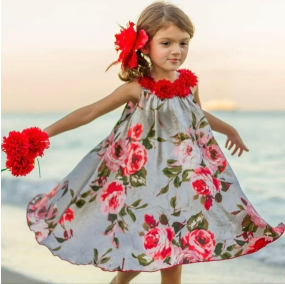 Mia Belle Girls Sleeveless Windswept Garden Hi-Lo Dress Size 7 - Picture 2 of 8